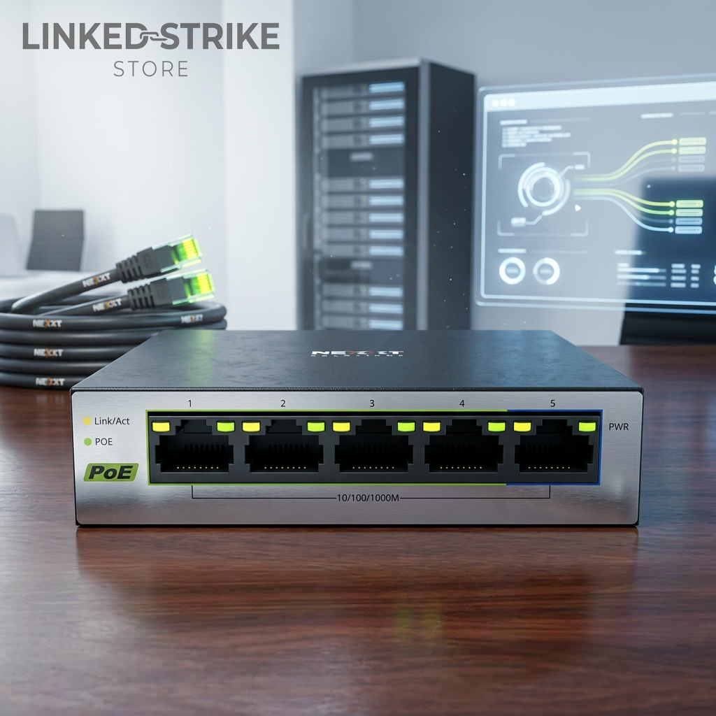Switch Nexxt Solutions 5 Puertos Gigabit con 4 PoE+ 60W - Tienda Linked Strike