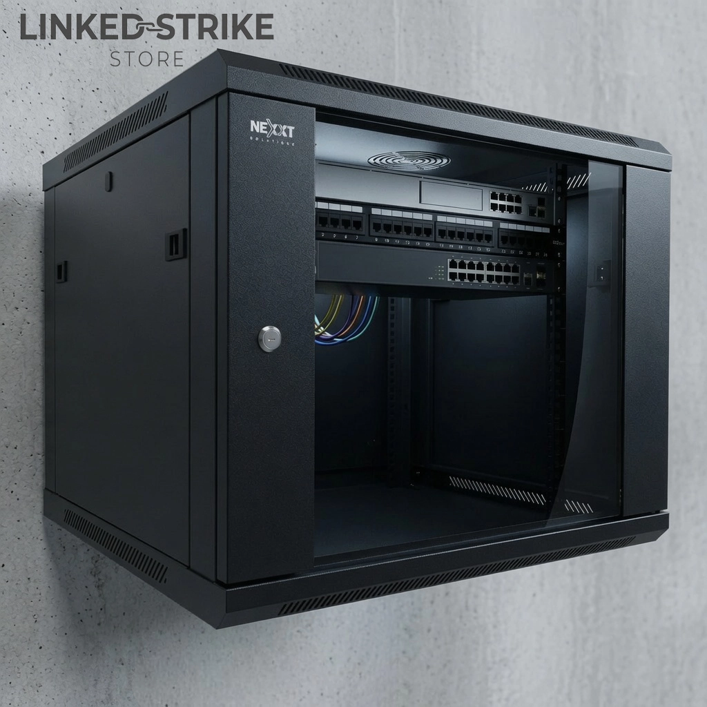 Rack Armario Nexxt 12U Negro RAL 9005 Acero con Puerta de Vidrio - Tienda Linked Strike